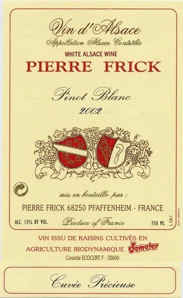 Vin blanc pierre Frick Alsace