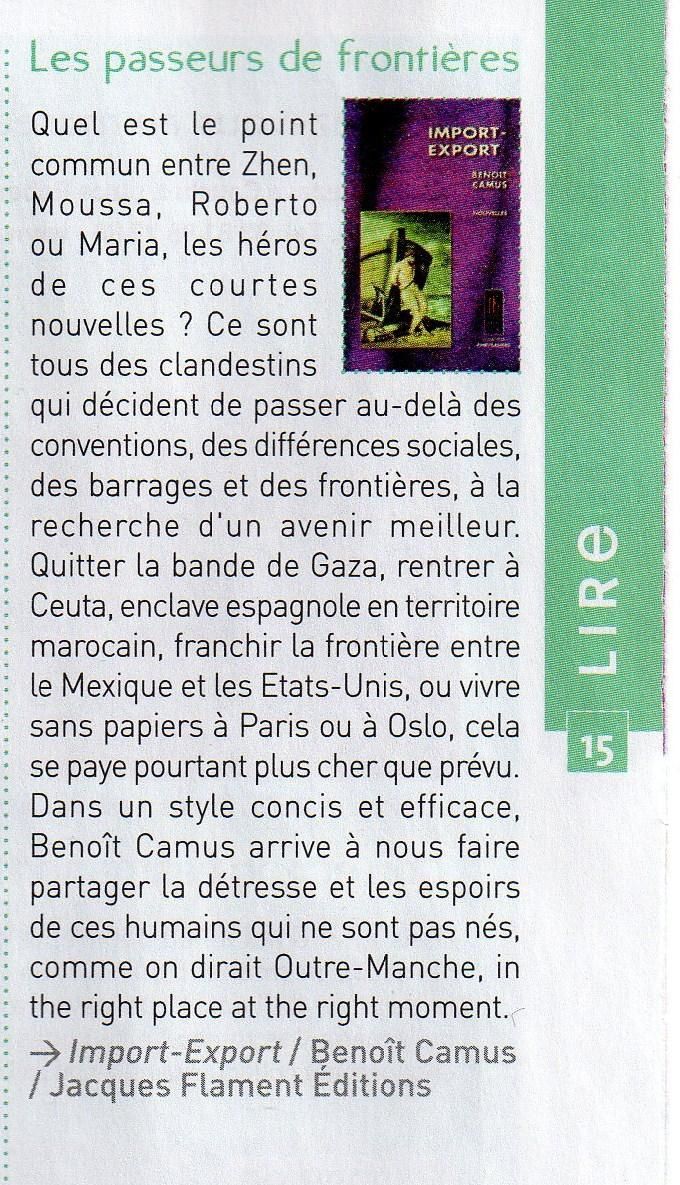 Article Vu du Doubs - septembre 2012