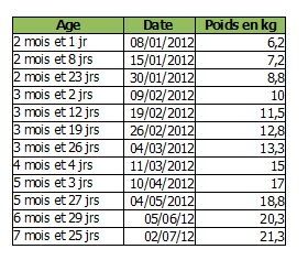 Courbe de poids - berger australien jusqu'à 8 mois - Le blog de G comme ...