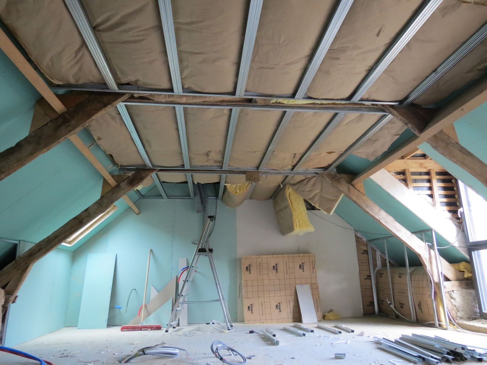 Suite du placo et isolation des combles rénovation d'une longère ...