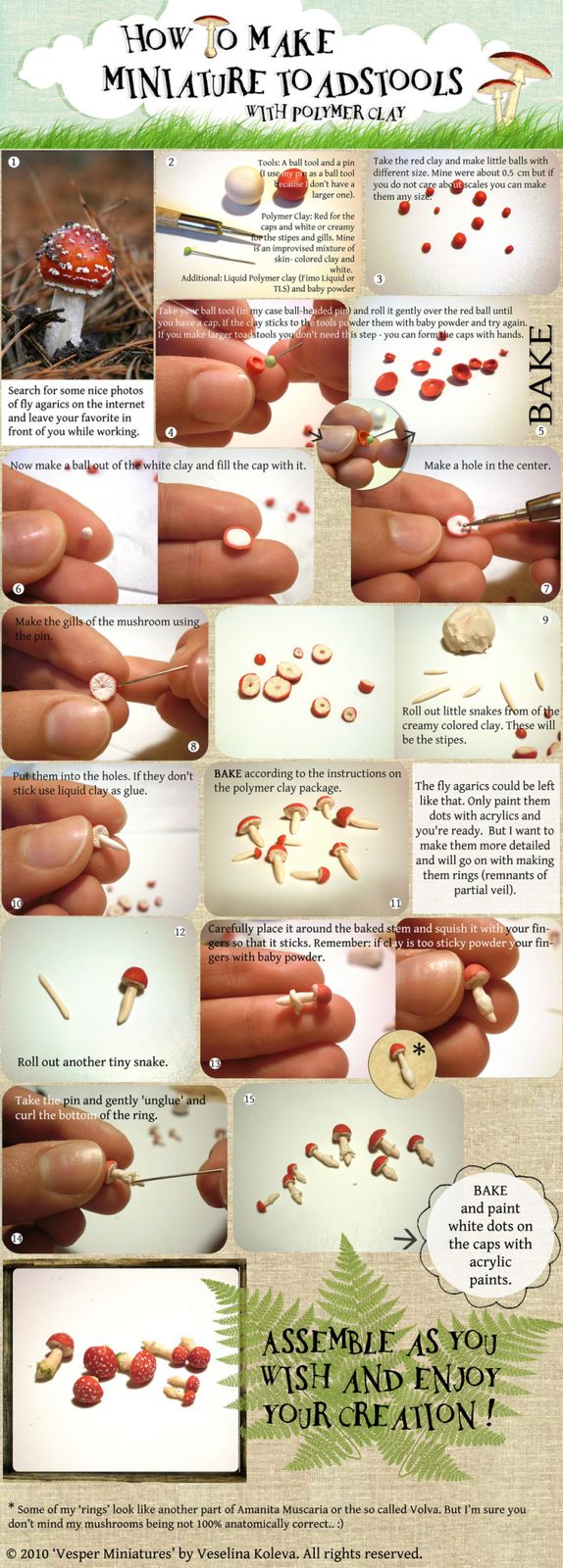 Tutoriel : Comment faire un champignon miniature en Fimo - Le blog de Miss  Kawaii