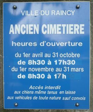 Le Raincy horaires du cimetiere