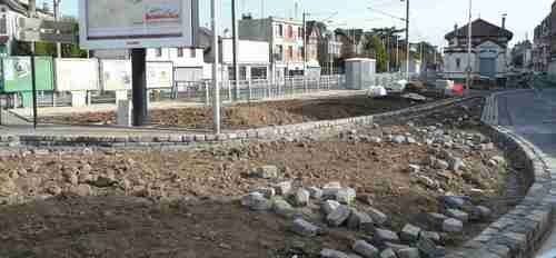 Photo Raincy-Nono : les travaux en cours d'aménagement des abords du tram-train