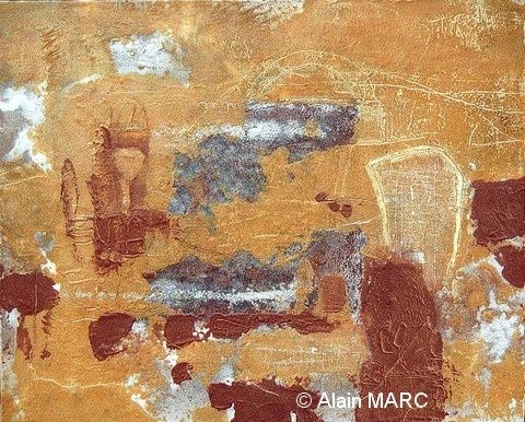 L'abri près du torrent, peinture sur toile Alain MARC