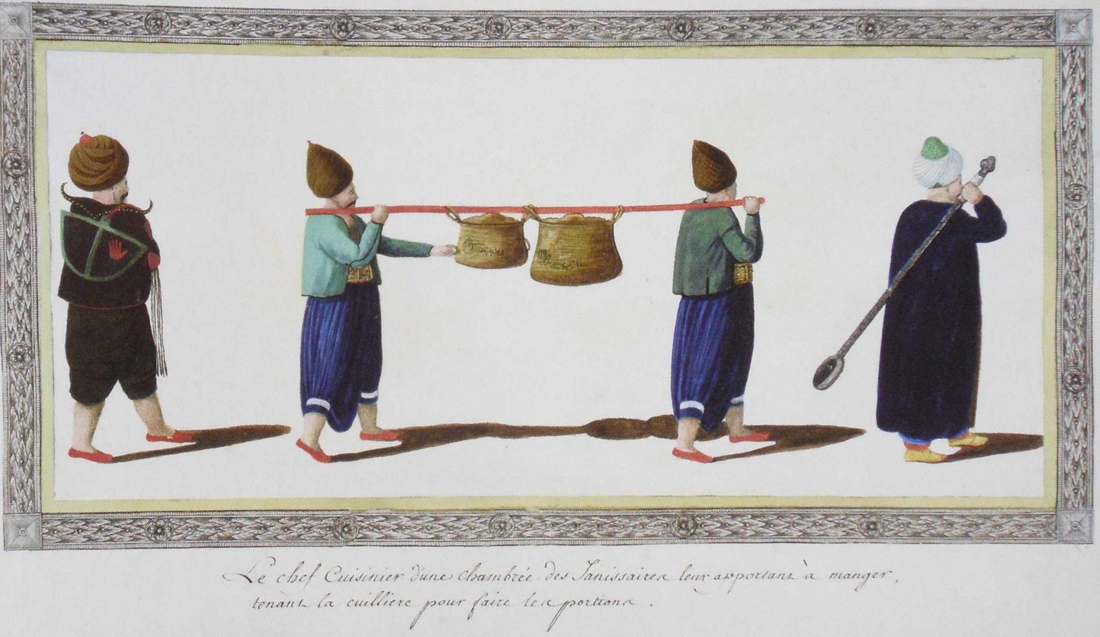 Janissaire et cuisiniers - Gouache sur papier Varsovie, Bibliothèque de l'Université de Varsovie. 1779-1780