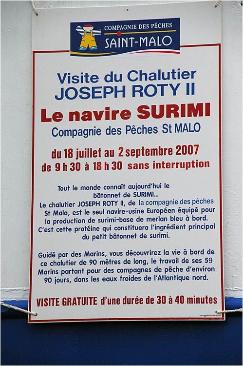 le chalutier usine "Surimi" de la compagnie des Pêches de Saint Malo ouvre ses portes au public.