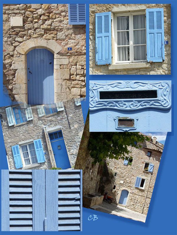 montage photo portes volets fenêtres bleus 