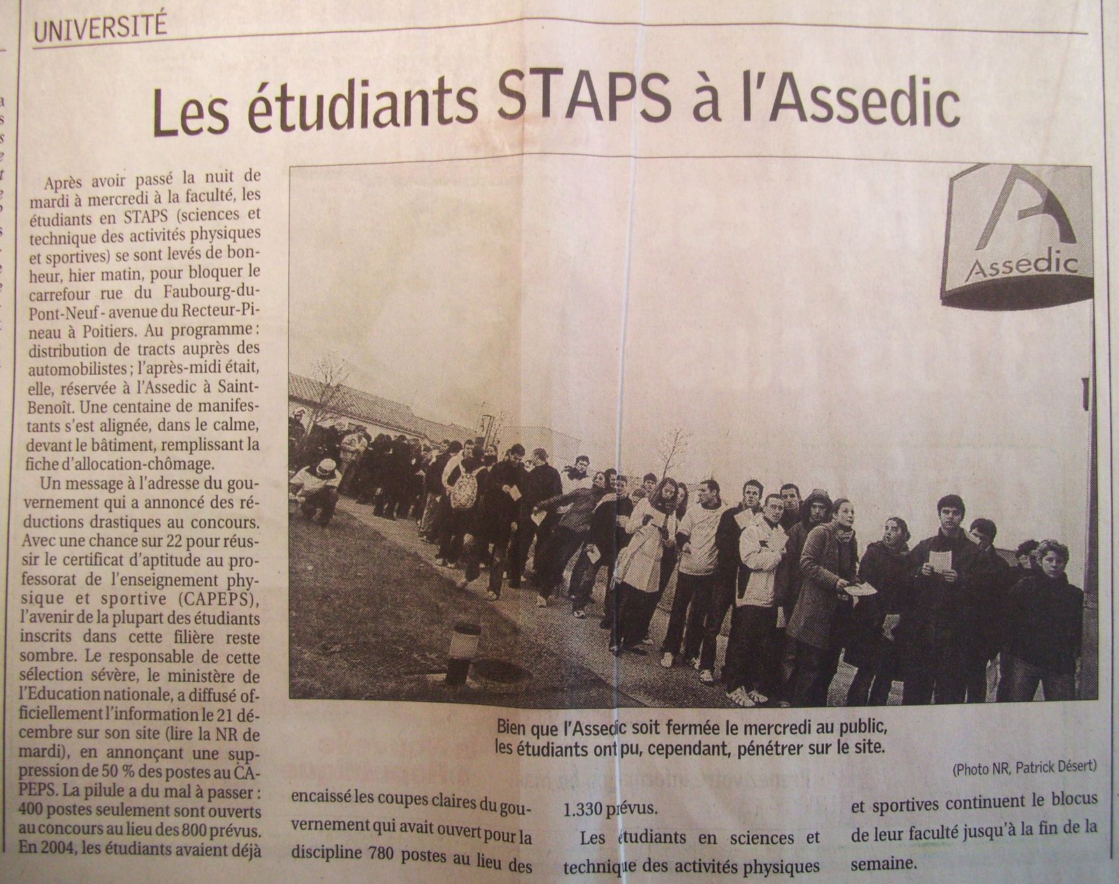 STAPS aux assedic Poitiers