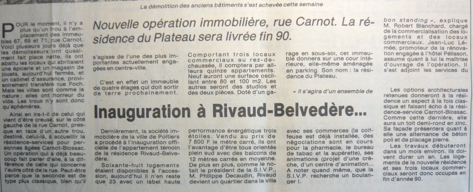 Article sur travaux rue Carnot