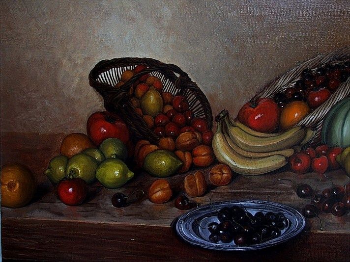 Nature morte de fruits Détail Huile -Toile 80M -copie-6