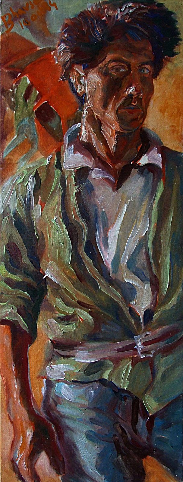 Autoportrait du peintre Huile sur bois 1984 (3)