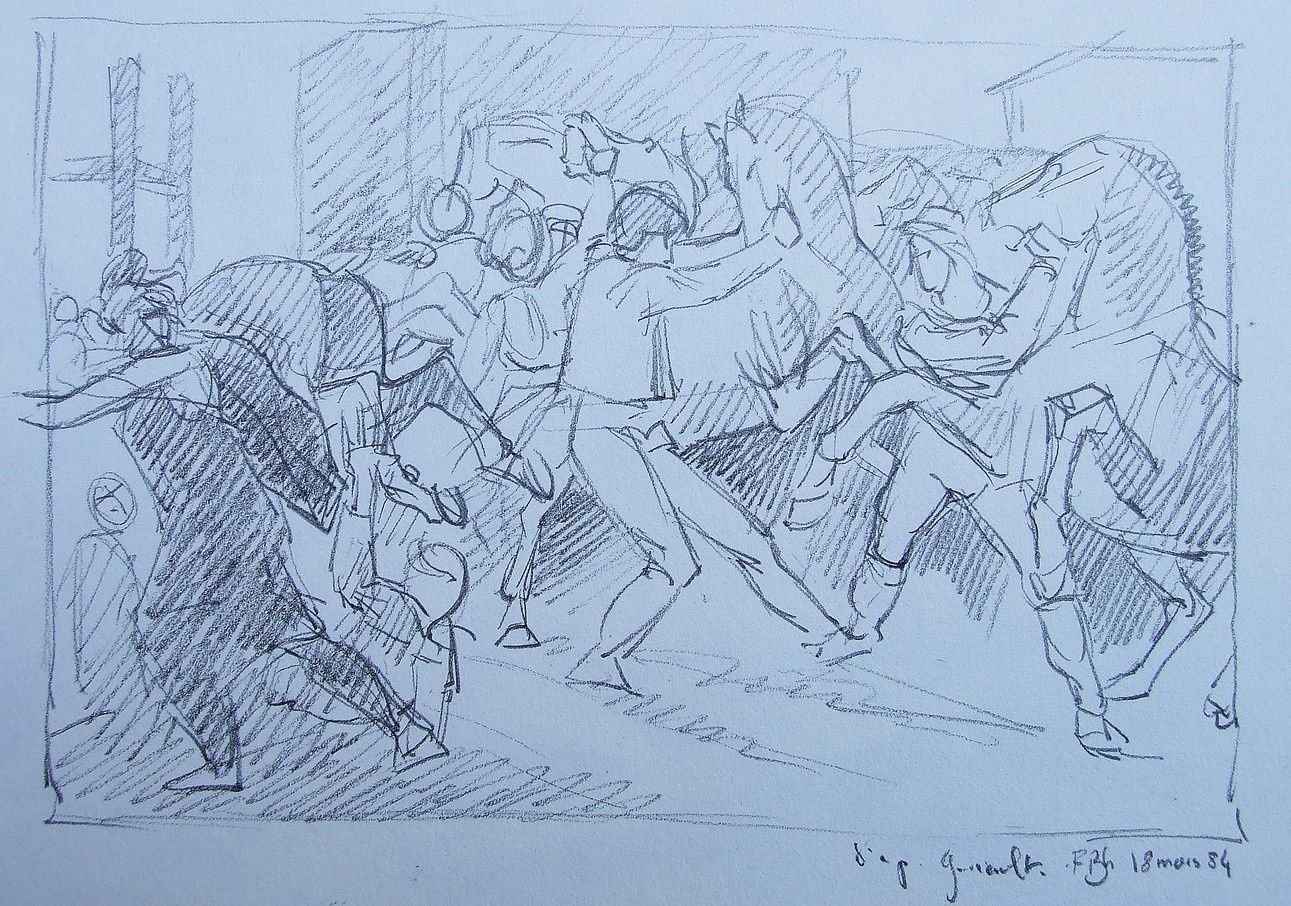 D'aprés Géricault dessin 30X30 1984 (1)