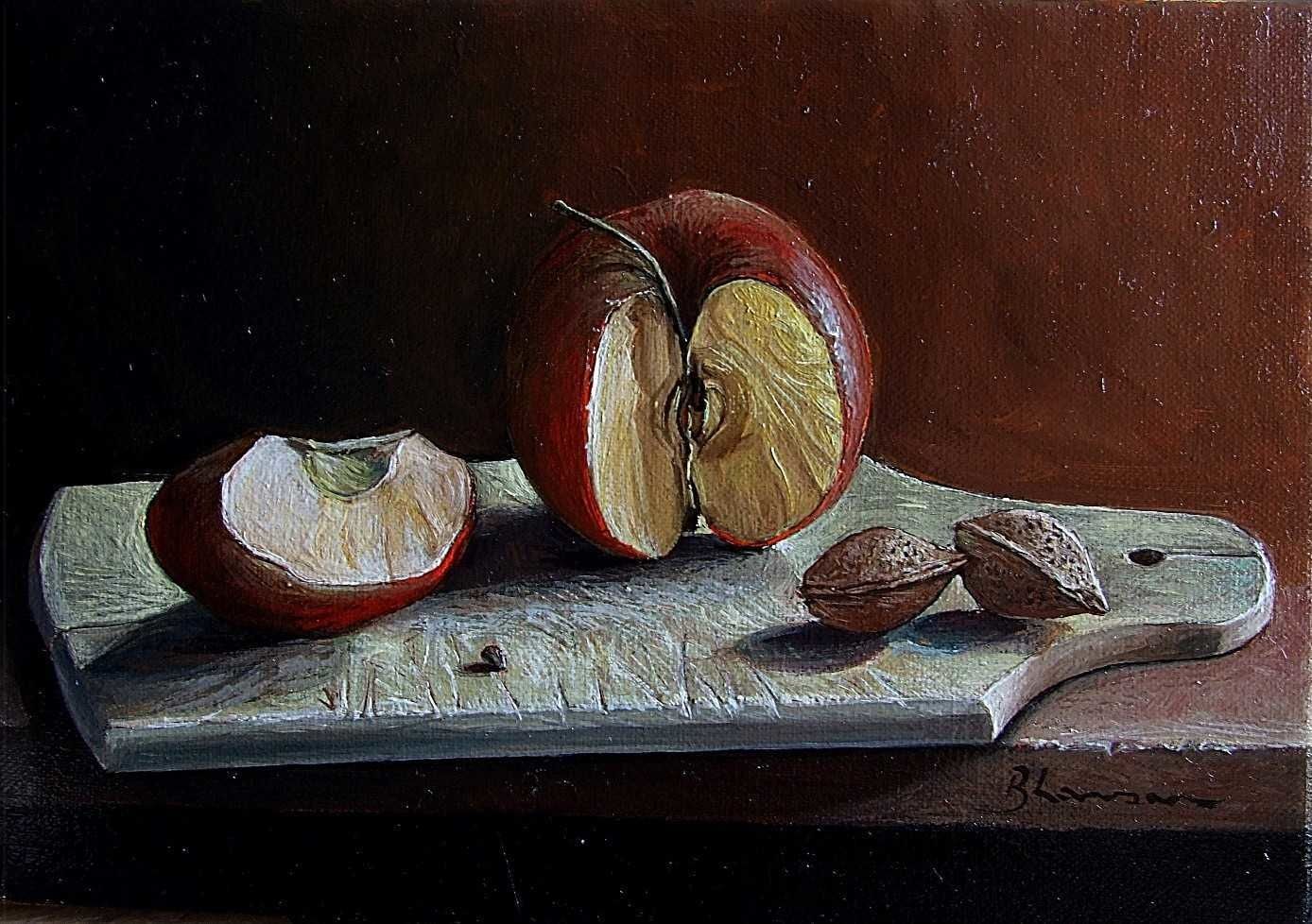 La pomme pelée 18x27 Huile sur toile 2011