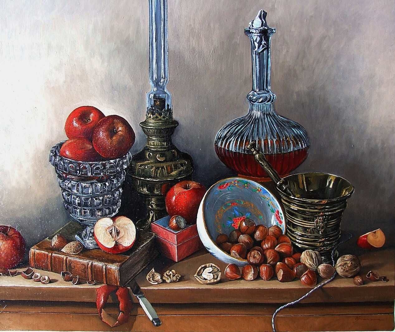 Nature morte aux noisettes 65x81 Huile sur toile 2011 Eta