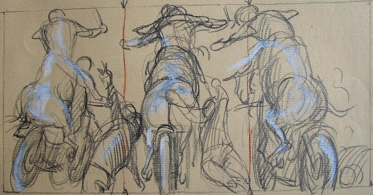La charge 2 Etude Lavis sépia 22X32 1984 (8)