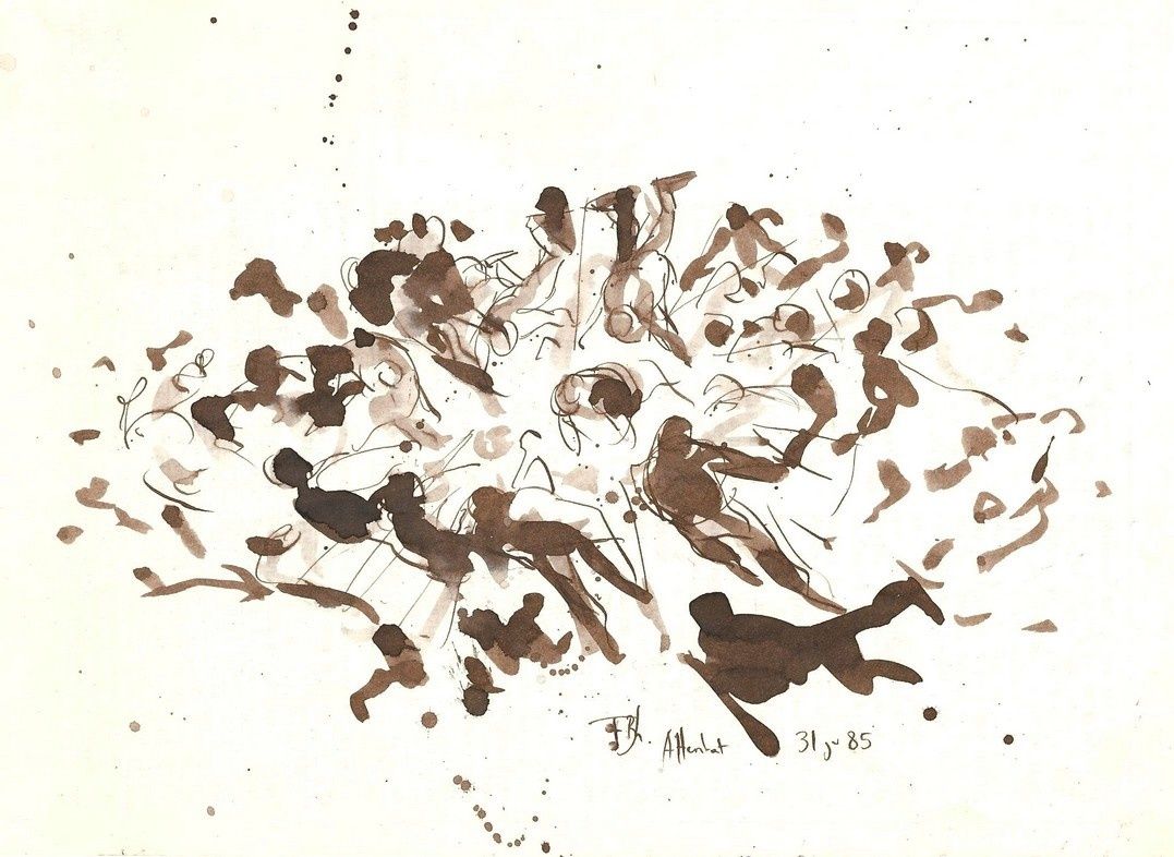 L'explosion Encre sépia sur papier 21X30 1985 (1)