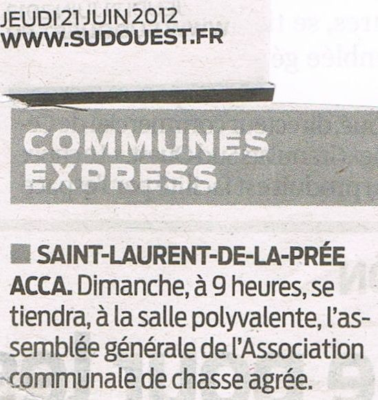 art.SO du 21 juin 2012. AG de l'ACCA