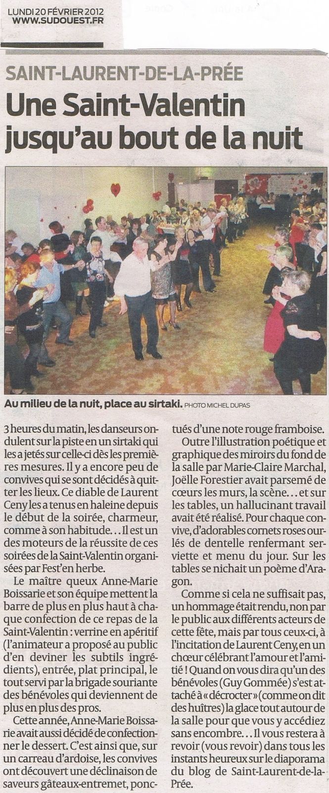 art.SO du 20 févr. 2012. St Valentin