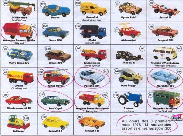 Majorette Catalogue de voitures miniatures 1977