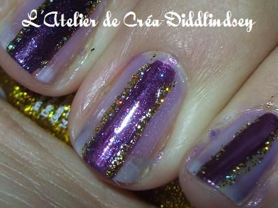 nail art violet mauve or holographique (2)