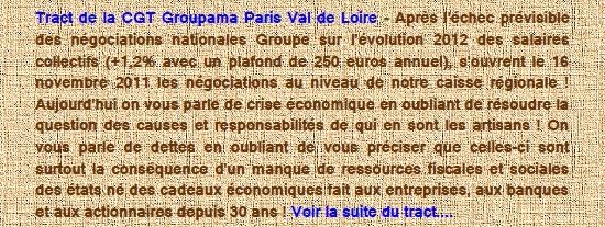 Tract CGT GPVL revendications salaires 2012 - 8 novembre 2011