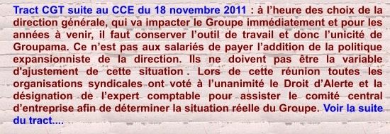 Tract CGT suite au CCE UES du 18 novembre 2011 Droit d'alerte