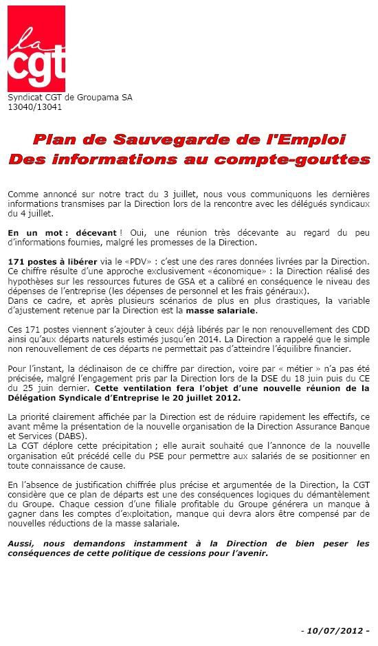 Visu tract CGT GSA PSE Info compte-gouttes 9 juillet 2012