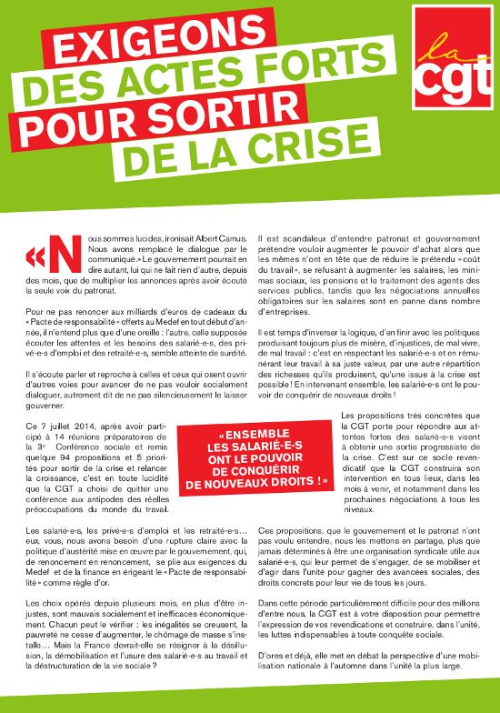 Visu Tract CGT Exigeons des actes forts