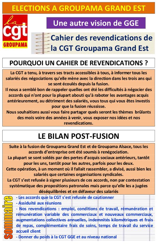 Visu élections Groupama Grand Est cahier revendications CG