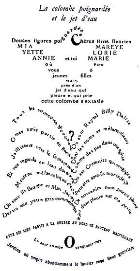 colombe poignardée Apollinaire calligramme