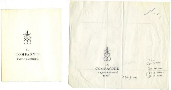 Epreuve et maquette réalisées pour la Compagnie typographique. Années 60.