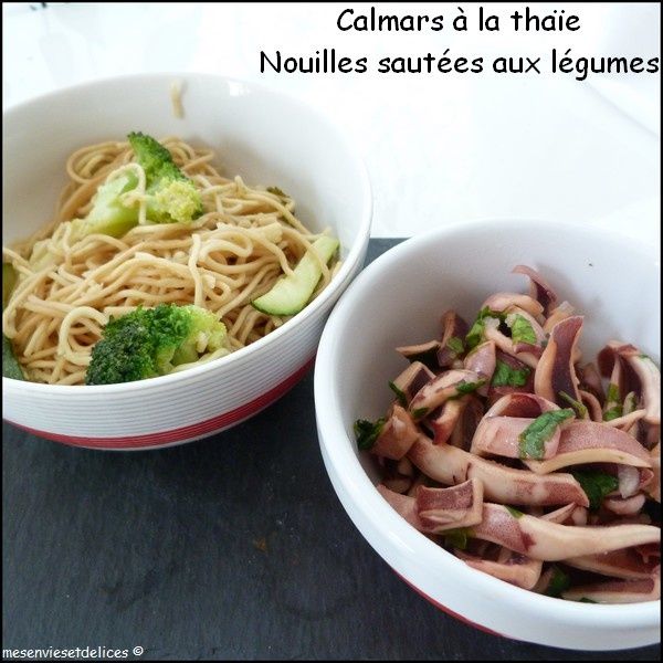 calmars thaïe nouilles sautées légumes