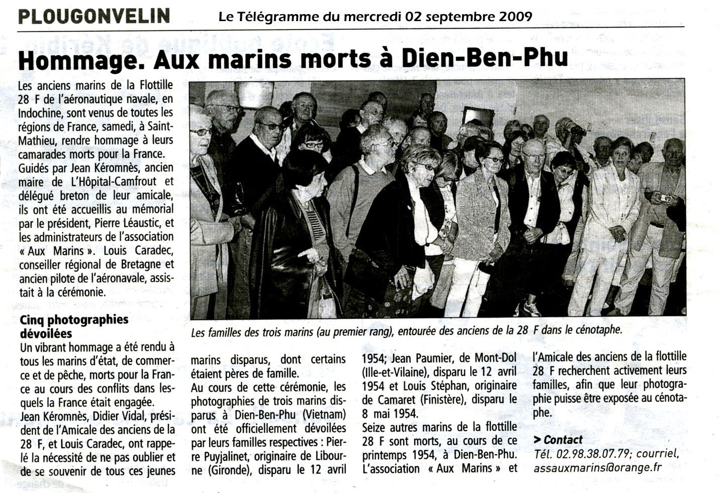 Les articles de presse évoquant de l'association "Aux Marins" au cours de l'année 2009.