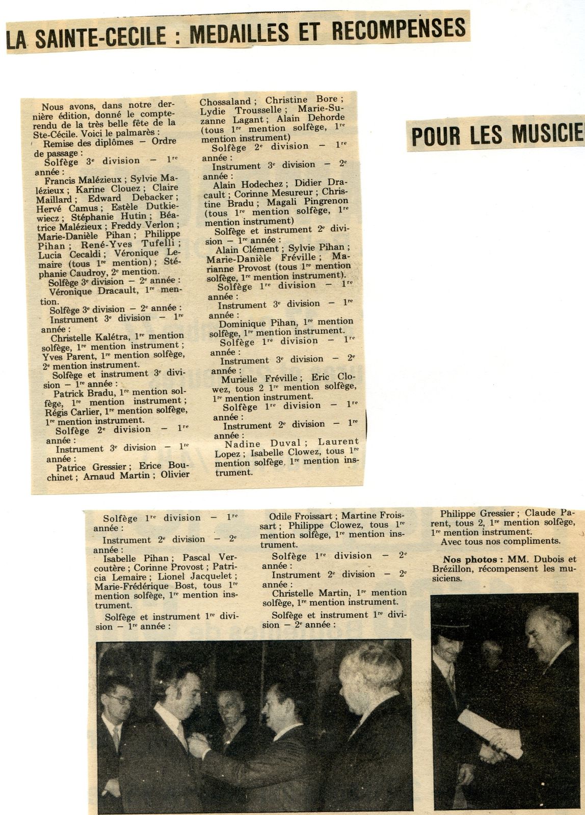 Album - la ville de Noyon (Oise), l'orchestre d''harmonie, les médaillés