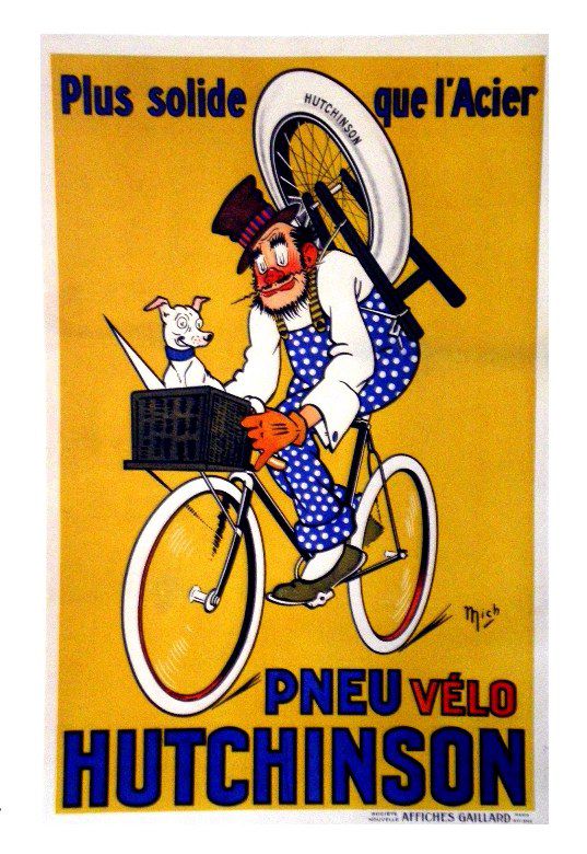 vieille affiche PNEU VELO HUTCHINSON 1930