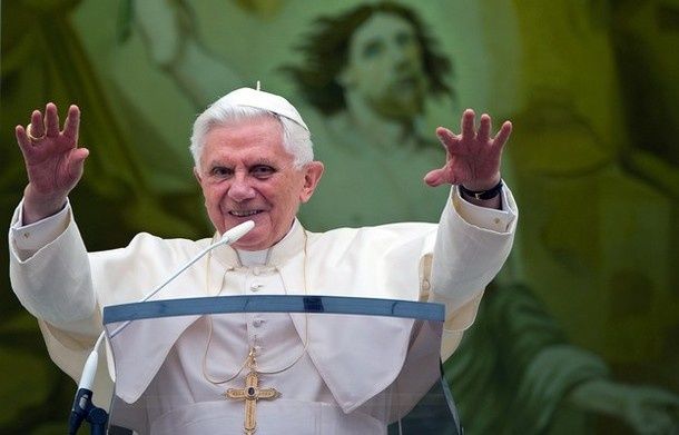 Sunday Angelus in the courtyard of his summer residence in