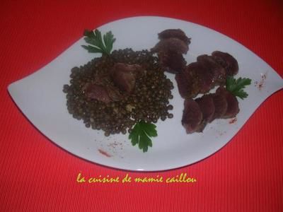 Blog de mariecaillou :LA CUISINE DE MAMIE CAILLOU, Salade tiède de lentilles et gésiers confits...