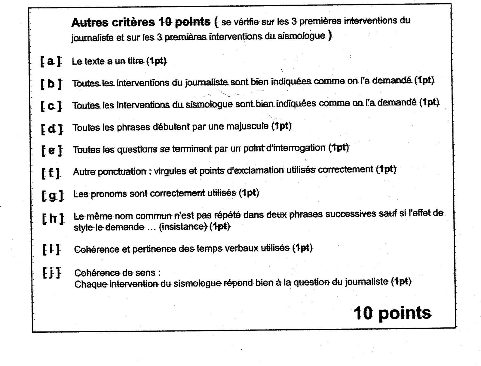 grille de correction: savoir écrire - Le blog de F
