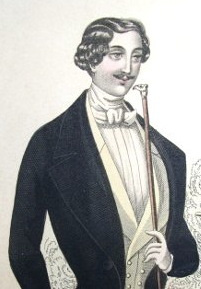 1845 élégant avec sa canne