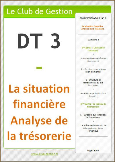La situation financière - Analyse de la trésorerie