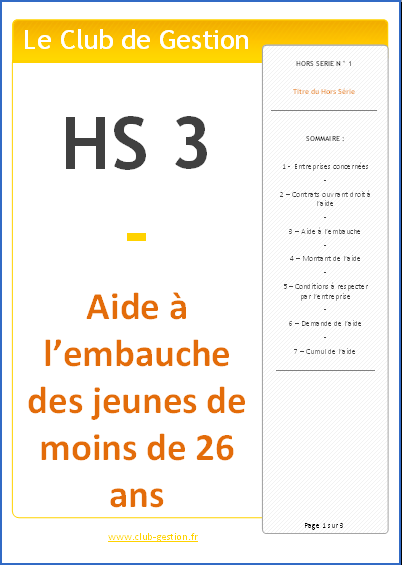 HS3 - Aide à l'embauche des jeunes de moins de 26 ans