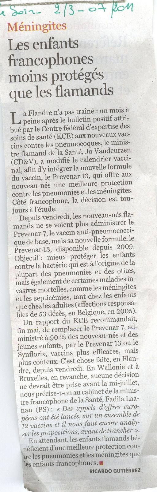 article KCE, pneumocoques