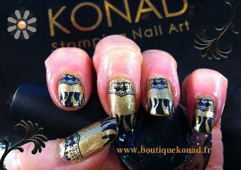 Stamping nail art KONAD sur ongle naturel ou en gel