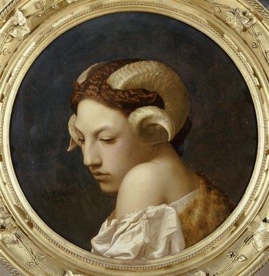 Gerôme, Tête de femme coiffée de cornes de bélier, dite