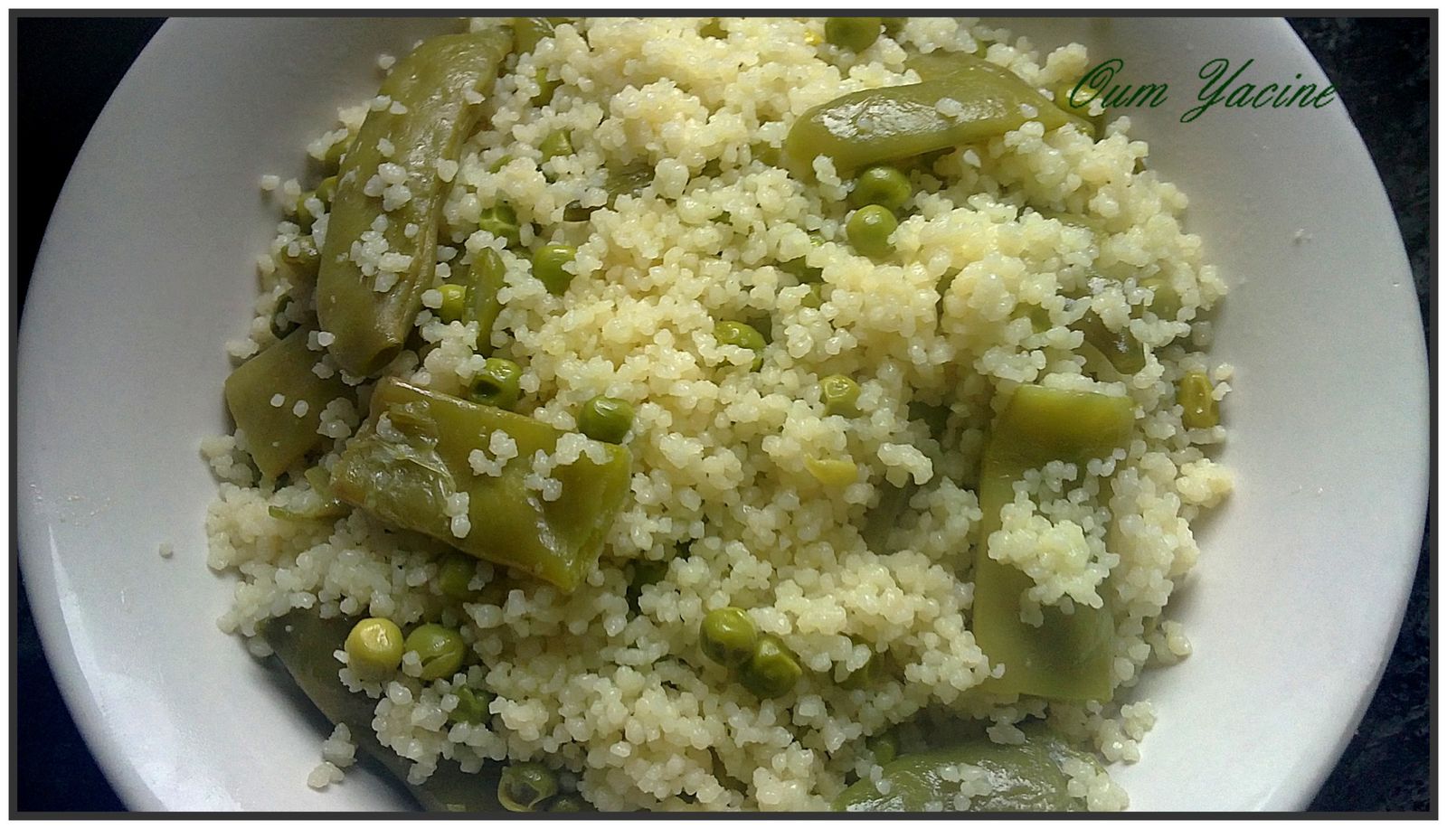 Couscous aux légumes vert et l'huile d'olive -  http://www.petitsplaisirs.org/