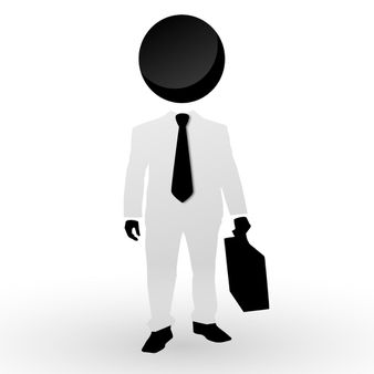 Abstract simple businessman with tie and case