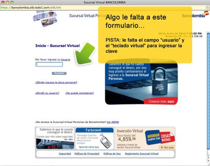 Bancolombia: sucursal virtual: ¿error de usabilidad? No, qué va...