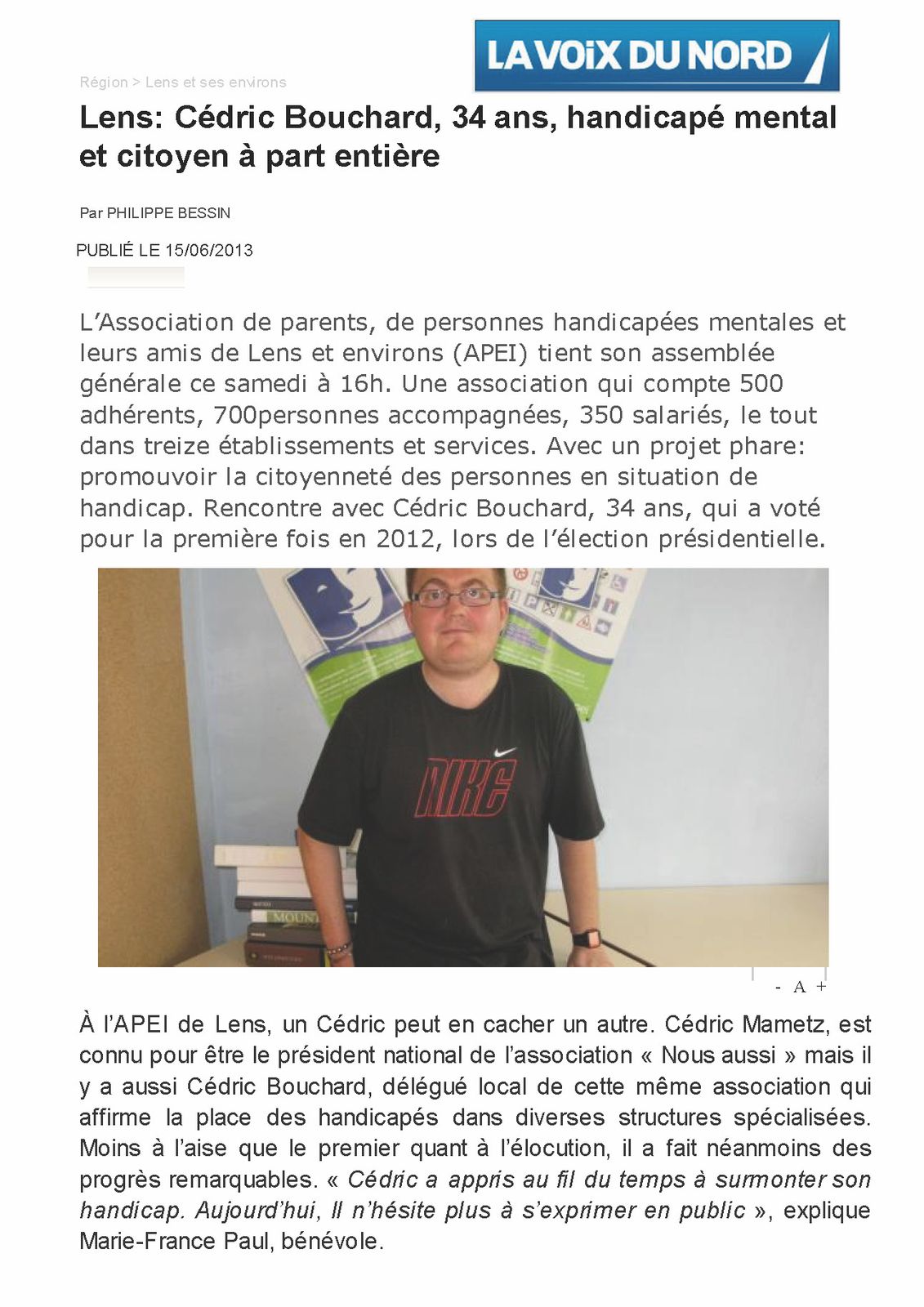 Lens Cédric Bouchard, 34 ans, handicapé mental -copie-1